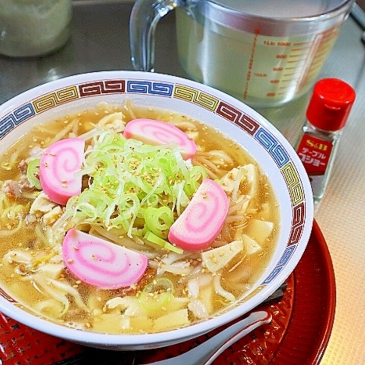 高野豆腐と豚バラの塩ラーメン